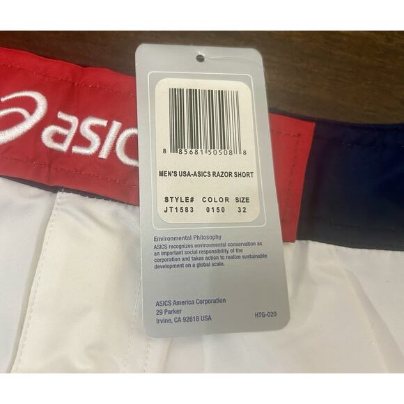 Asics Men's USA Razor Short, White/Navy, 32 NWT New - Picture 3 of 4